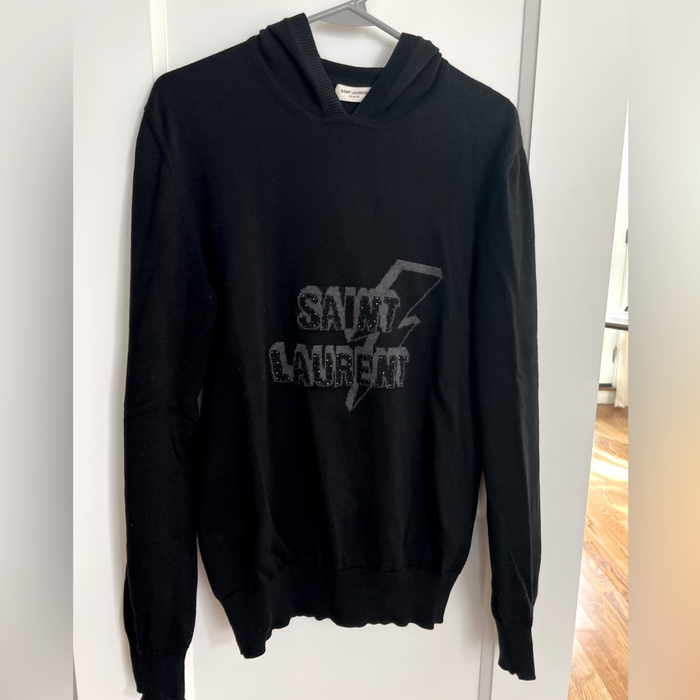 Saint Laurent Paris. Lightning Bolt Hoodie Black